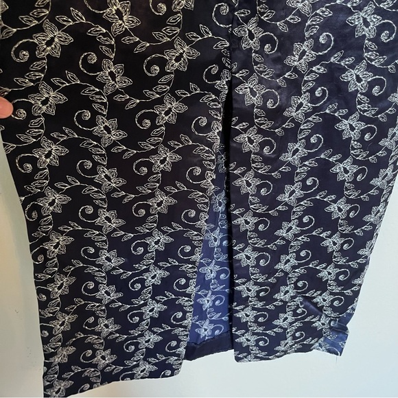Vintage Jessica McClintock 90s Navy Purple Dress Sliver Floral Pattern Gown y2K - Picture 9 of 12